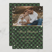 ホリデイ魔法グリーン金ゴールドプレイドフォトカード シーズンカード (正面/裏面)