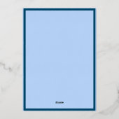 ホリデイ4フォトハッピーハヌカー（ユダヤ教の祭り）ファミリーブルーフォイル 箔シーズンカード (裏面)