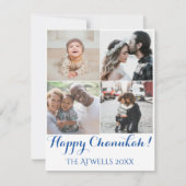 ホリデイ4フォトハッピーハヌカー(ユダヤ教の祭り)ファミリーホワイト シーズンカード (正面)