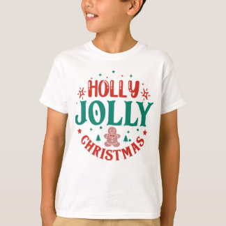ホリデイ ホリージョリークリスマス かわいいジンジャーマンレトロ Tシャツ