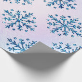 ホリデイLGアイスブルースノーフレーク虹彩色フェイク箔 ラッピングペーパー (角)