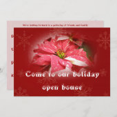 ホリデイOPenハウス招待状 – ポインセティアオンレッド 招待状 (正面/裏面)