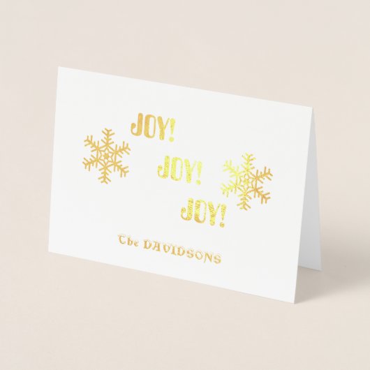 ホリデエレガントィ金ゴールドジョイジョイジョイタイポグラフィ 箔カード (正面)