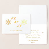 ホリデエレガントィ金ゴールドジョイジョイジョイタイポグラフィ 箔カード (ディスプレー)