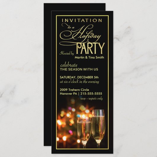 ホリデエレガントーパーティ招待状-オープンハウス 招待状 (正面/裏面)