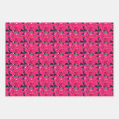 ホリデカラフルーポインセティアスフローラルパターン ラッピングペーパーシート (正面3)