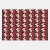 ホリデカラフルーポインセティアスフローラルパターン ラッピングペーパーシート (正面)