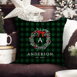 ホリデパーソナライズされた素朴ィリースバッファロープレイド クッション