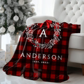 ホリデパーソナライズされた素朴ィリースバッファロープレイド フリースブランケット
