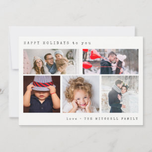 ホリデミニマルーフォトコラージュ 銀色のストライプ シーズンカード