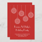ホリデモダンーパーティーレッド 招待状 (正面/裏面)