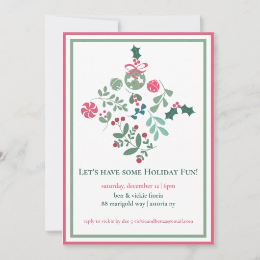 ホリデーおもしろいクリスマスパーティの招待状 招待状 (正面)