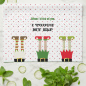 ホリデーおもしろいクリスマスパーティー小妖精や小人 キッチンタオル (折り畳み)