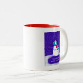 ホリデーおもしろいスノーウーマンカートゥーン ツートーンマグカップ (正面右)