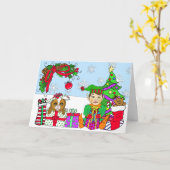 ホリデーお洒落小妖精や小人とフェスティバルギフトカスタム カード (黄色い花)