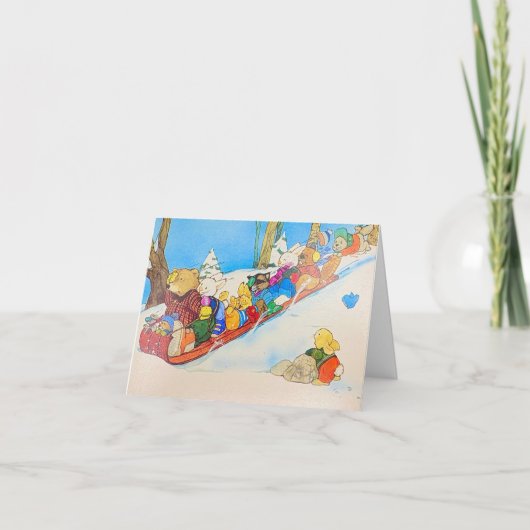 ホリデーそりアニマルカード サンキューカード (正面)