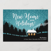 ホリデーのための新しい家 森と雪 招待状 (正面)