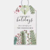 ホリデーの葉のクリスマスパーソナライズされた ギフトタグ (正面)