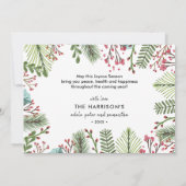 ホリデーの葉クリスマスフォトカード シーズンカード (裏面)