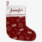 ホリデーの葉トレンディーデザイナーパターン スモールクリスマスストッキング (正面)