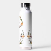 ホリデーの葉ホリーオレンジカスタムのロゴQRコード ウォーターボトル (左面)