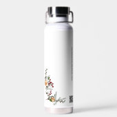 ホリデーの葉ホリーオレンジカスタムのロゴQRコード ウォーターボトル (背面)