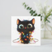 ホリデーの輝きを胸に、目を大きく開いた子猫 - ホリデーカード (スタンド正面)