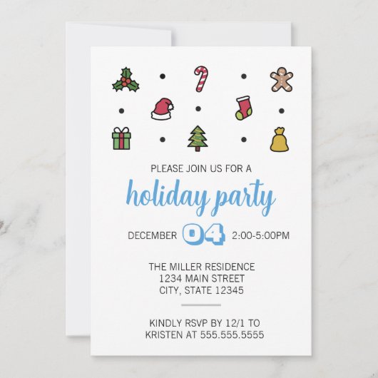ホリデーアイコンパーティの招待状 シーズンカード (正面)