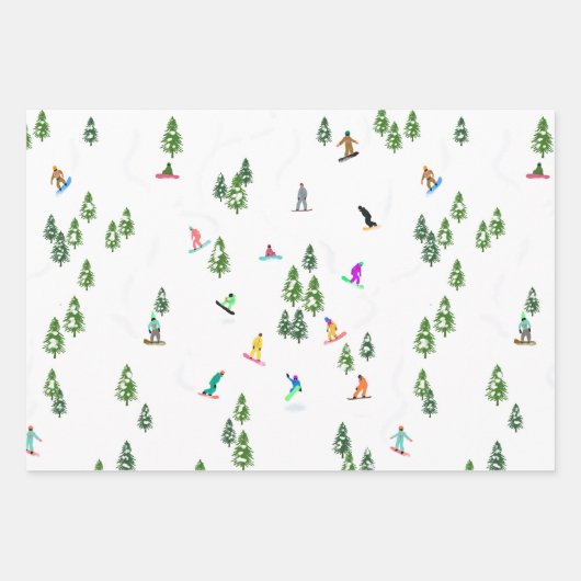 ホリデーアイススケートで滑るスキースノーボーディングアウトドア ラッピングペーパーシート (正面)