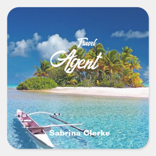 ホリデーアイランド名前をカスタムする スクエアシール (正面)