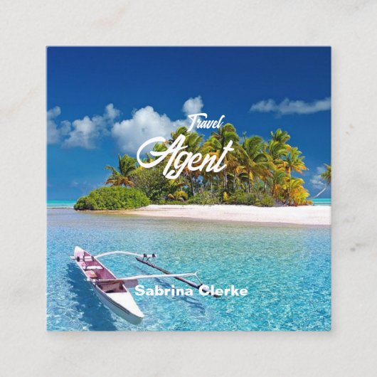 ホリデーアイランド名前をカスタムする スクエア名刺 (正面)