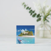 ホリデーアイランド名前をカスタムする スクエア名刺 (スタンド正面)