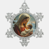 ホリデーアクセント スノーフレークピューターオーナメント (正面)