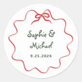 ホリデーアムール 図解入りの、写真付きのフランスの結婚弓 ラウンドシール (正面)