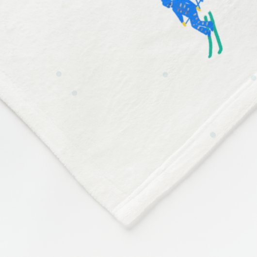 ホリデーアルパインスキーヤーズスキーイラストレーション フリースブランケット (角)