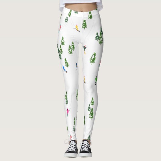 ホリデーアルパインスキーヤーズスキークリスマス レギンス (正面)