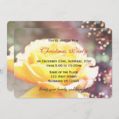 ホリデーイエローローズフラワークリスマスパーティー 招待状 (正面/裏面)