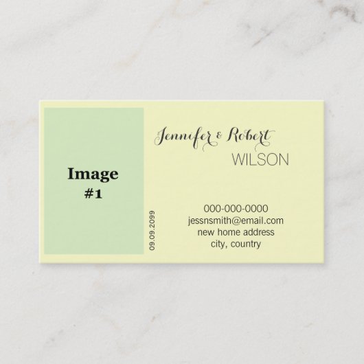 ホリデーイエローローズフラワー花嫁、新郎新婦 名刺 (正面)