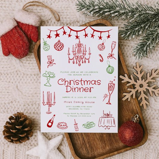 ホリデーイラストパーティー招待状 招待状