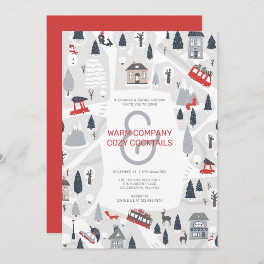 ホリデーインザシティクリスマスパーティの招待状 シーズンカード (正面/裏面)