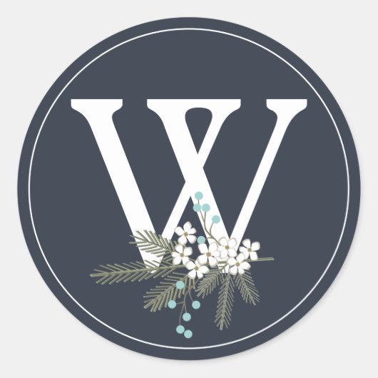 ホリデーウィズモノグラムクリスマス封筒用シール ラウンドシール (正面)