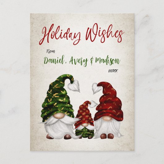 ホリデーウィズ素朴ウォーターカラー格言ファミリー シーズンポストカード (正面)