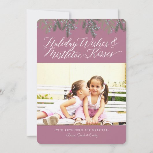 ホリデーウィッシュズ&ミストレトーキスズクリスマスフォト シーズンカード (正面)