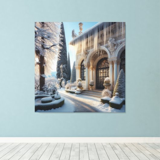 ホリデーウィンターアイスエレガントガーデン キャンバスプリント (インサイチュ (ウッドフロア))