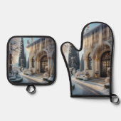 ホリデーウィンターアイスカバーガエレガントーデン 鍋つかみ&鍋敷きセット (正面)