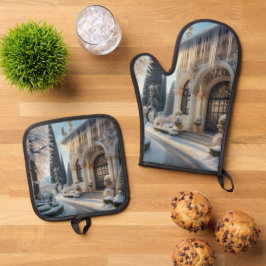 ホリデーウィンターアイスカバーガエレガントーデン 鍋つかみ&鍋敷きセット