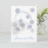 ホリデーウィンターウェディング招待状ホワイトアイスブルー 招待状 (スタンド正面)