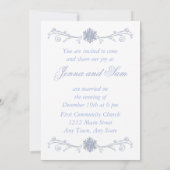 ホリデーウィンターウェディング招待状ホワイトアイスブルー 招待状 (裏面)