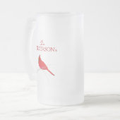 ホリデーウィンターエレガントボタニカルレッド（鳥）ショウジョウコウカンチョウ フロストグラスビールジョッキ (正面左)