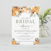 ホリデーウィンターオレンジの緑のブライダルシャワー 招待状 (スタンド正面)